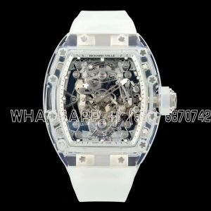 Richard Mille RM56-02 Transparent Tourbillon Skeleton White Dial on Transparent Rubber Strap